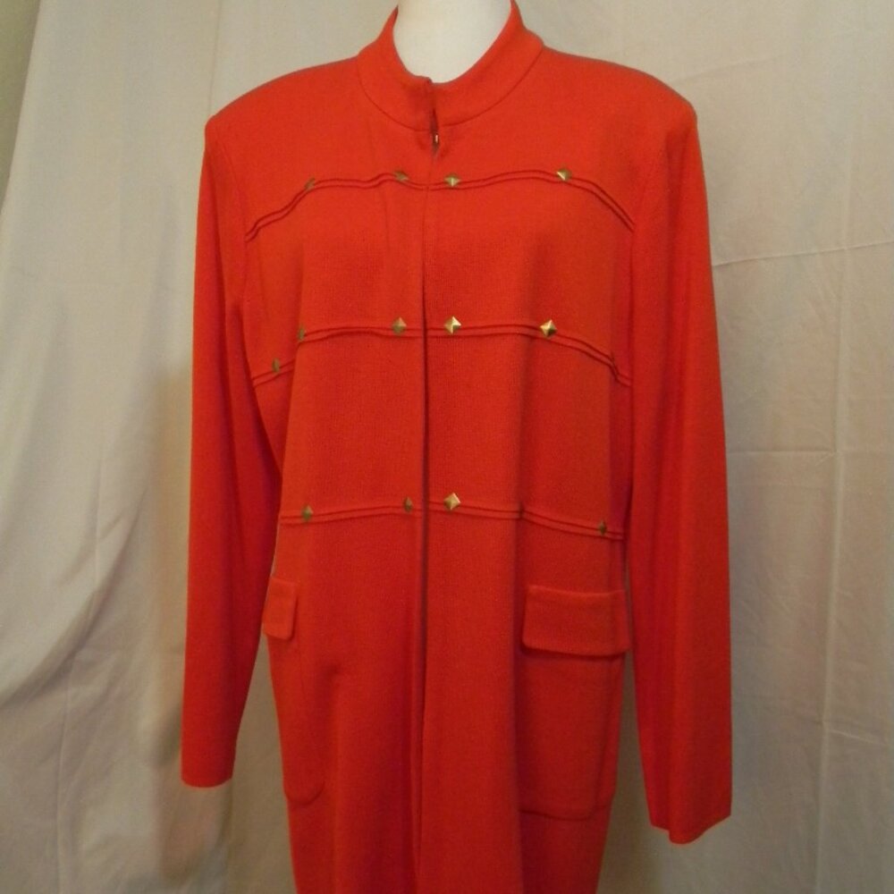 Misook Woman's Orange Studded Knit Jacket